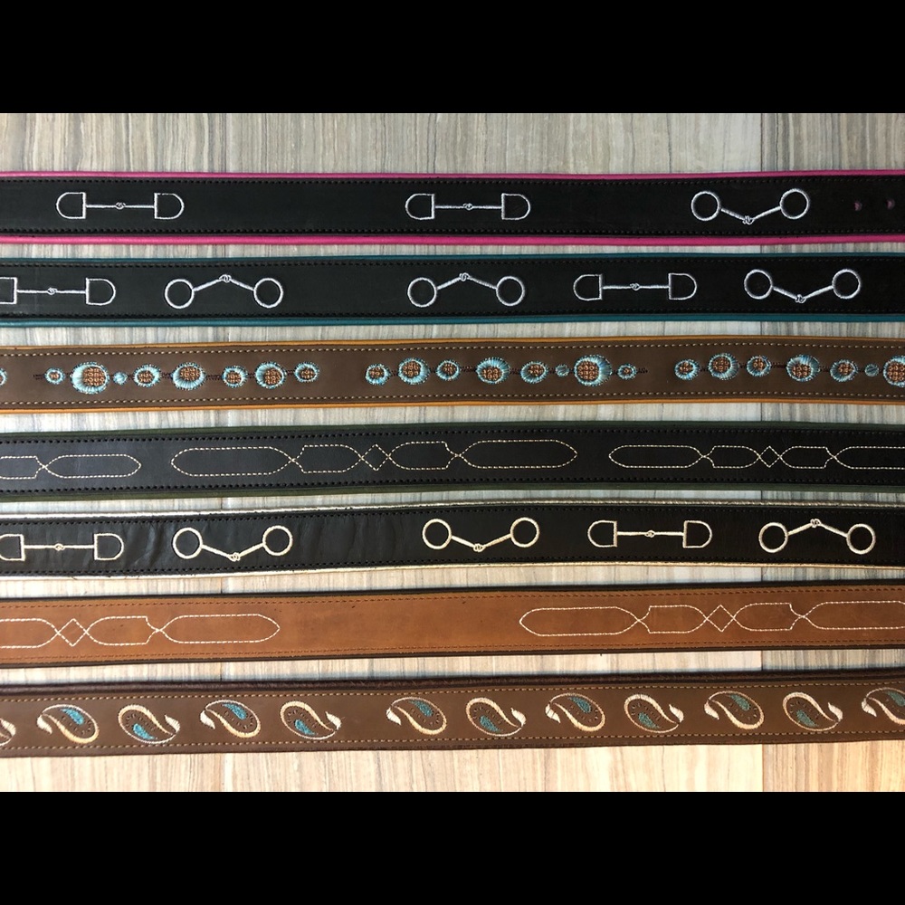 Artisanal leather embroidered belts- various sizes & designs